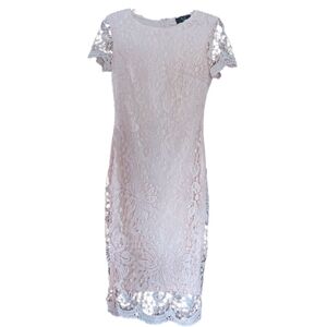 AX Paris Women's Dress Blush Pink Lace Sheath Coquette Feminine Girly Size 8
